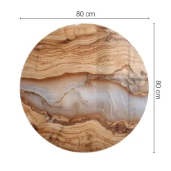 Tulup Plateau En Verre<Plateau en verre trempé fi80 cm Bois naturel avec résine