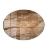 Tulup Plateau en verre trempé fi50 cm Structure de planches en bois- Plateau En Verre