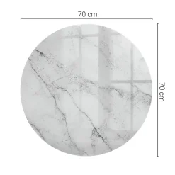 Tulup Plateau en verre trempé fi70 cm Motif de surface en marbre- Plateau En Verre