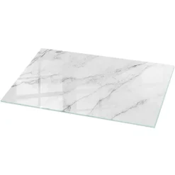 Tulup Plateau en verre trempé 140x70 cm Motif de surface en marbre- Plateau En Verre