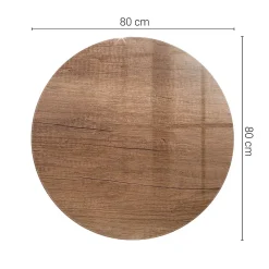 Tulup Plateau En Verre<Plateau en verre trempé fi80 cm Motif naturel du bois