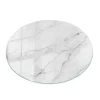 Tulup Plateau en verre trempé fi90 cm Motif de surface en marbre- Plateau En Verre