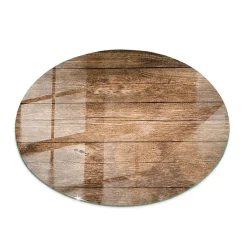 Tulup Plateau En Verre<Plateau en verre trempé fi90 cm Structure de planches en bois