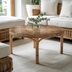 Tulup Plateau En Verre<Plateau en verre trempé fi90 cm Structure de planches en bois