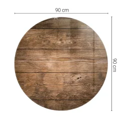 Tulup Plateau En Verre<Plateau en verre trempé fi90 cm Structure de planches en bois