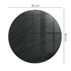 Tulup Plateau en verre trempé fi80 cm Texture de pierre naturelle- Plateau En Verre