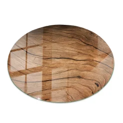 Tulup Plateau En Verre<Plateau en verre trempé fi90 cm Motif bois