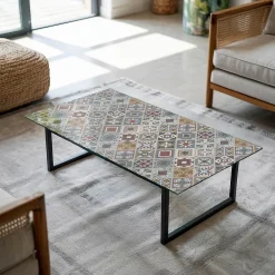 Tulup Plateau En Verre<Plateau en verre trempé 120x60 cm Motif mosaïque avec ornements