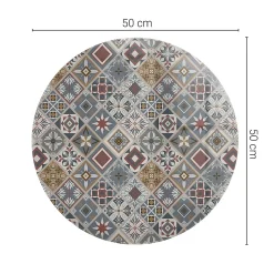 Tulup Plateau En Verre<Plateau en verre trempé fi50 cm Motif mosaïque avec ornements
