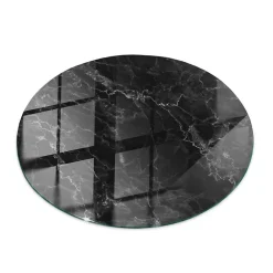 Tulup Plateau en verre trempé fi50 cm Motif de marbre veiné- Plateau En Verre