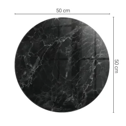 Tulup Plateau en verre trempé fi50 cm Motif de marbre veiné- Plateau En Verre