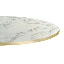 Restootab Plateau rond 120cm decor marbre olympo chants laiton -- Panneau Bois, Osb, Mdf