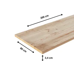 Wood&Sens Plateau table bois massif Pin Rustique L.200 X l.80 cm, Ep.34 mm- Plateau De Table