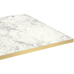Restootab Plateau 140x70 decor bianca luna chants laiton -- Panneau Bois, Osb, Mdf