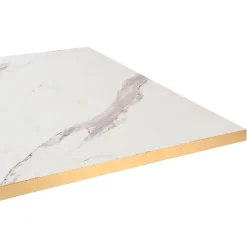 Restootab Panneau Bois, Osb, Mdf<Plateau 120x70 decor marbre blanc chants laiton -