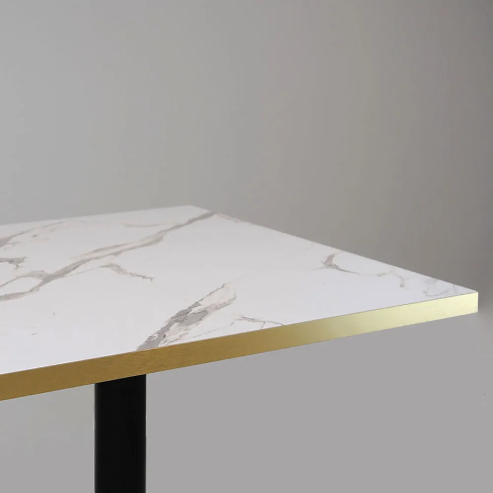 Restootab Panneau Bois, Osb, Mdf<Plateau 120x70 decor marbre blanc chants laiton -