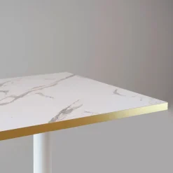 Restootab Panneau Bois, Osb, Mdf<Plateau 120x70 decor marbre blanc chants laiton -