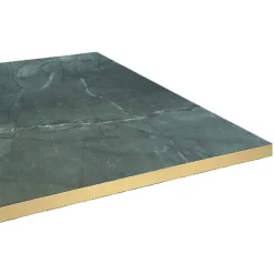 Restootab Plateau 60x60 decor marbre jade chants laiton -- Panneau Bois, Osb, Mdf