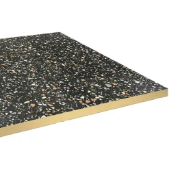 Restootab Panneau Bois, Osb, Mdf<Plateau 160x80 decor terrazzo black chip chants laiton -