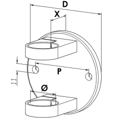 MySystem Accessoire D'Escalier<Platine de fixation à l'anglaise Modèle 53 - diam. 150/45 - pour tube diam. 42,4 mm - Inox 316