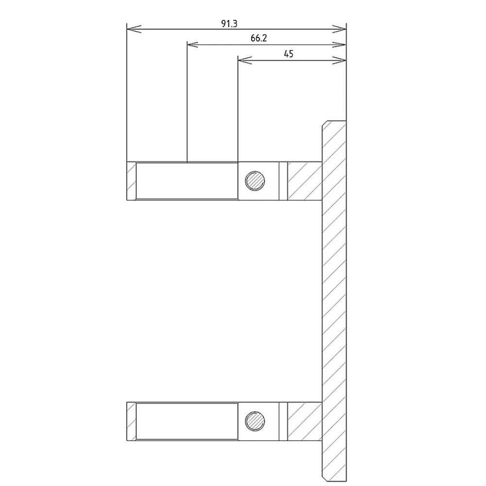MySystem Accessoire D'Escalier<Platine de fixation à l'anglaise Modèle 53 - diam. 150/45 - pour tube diam. 42,4 mm - Inox 316