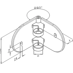 MySystem Platine de fixation d'angle 90 degrés à l'anglaise Modèle 55 - 168/168/45 - pour tube diam. 42,4 mm - Inox 316- Accessoire D'Escalier