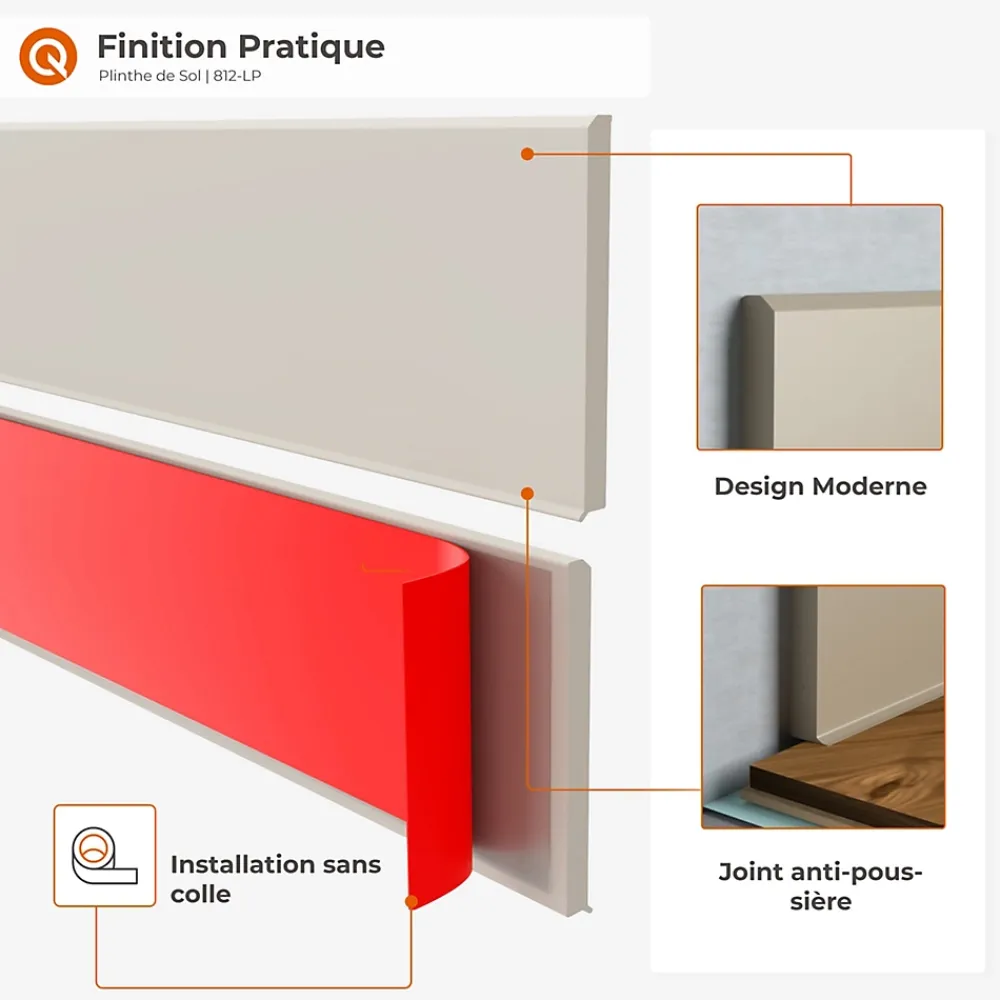 Quest Plinthe Pour Sol En Vinyle Et Pvc<Plinthe adhésive en PVC PREMIUM 10 cm, plinthe lisse flexible FLEX, pour sols RAL 1001, beige, 10 m