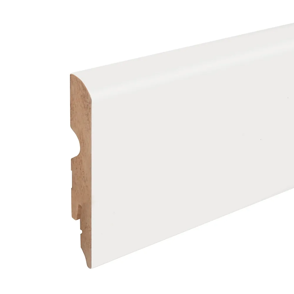 GoodHome Plinthe arrondie MDF blanc 220 x 8 cm, ép.13 mm- Plinthe Pour Parquet Et Stratifié