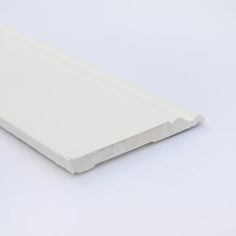 Woodbord Plinthe Bois de Pin Merkusii - Enduite Gesso Blanc - 12x120x2200mm- Plinthe Bois|Plinthe Bois