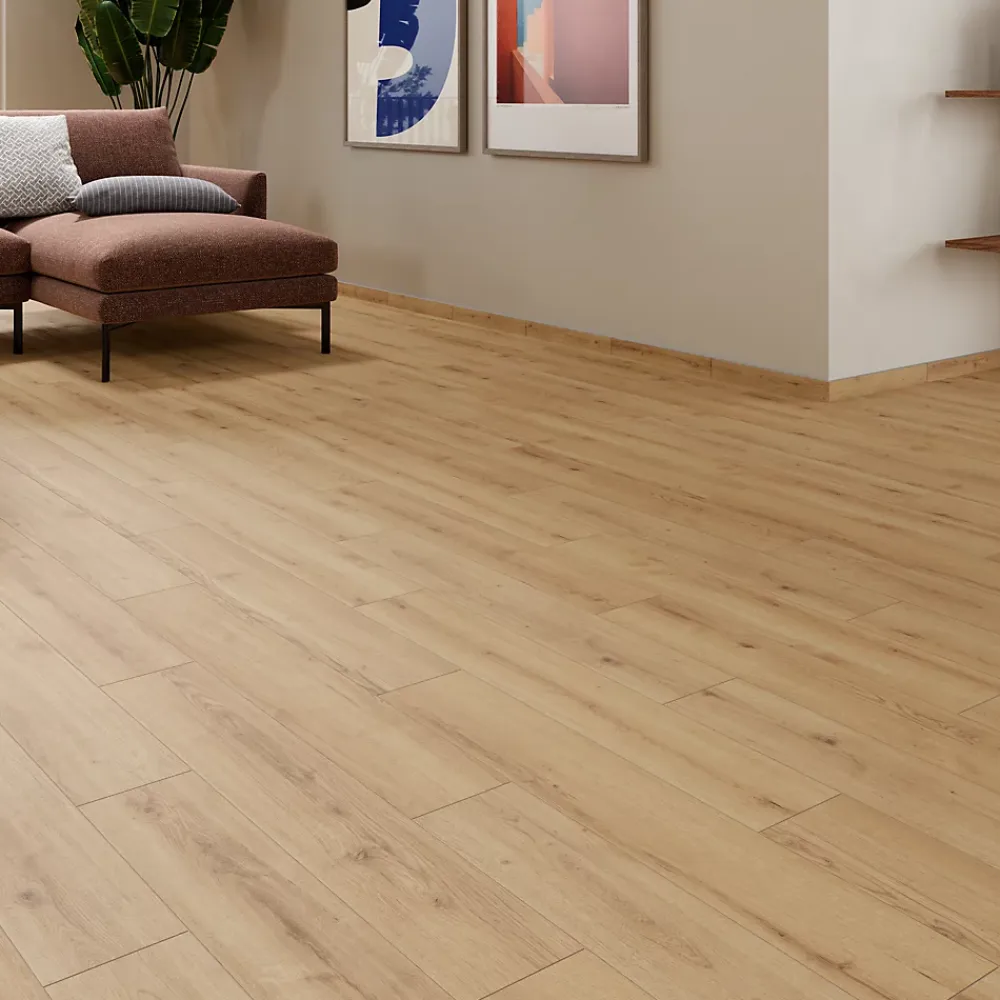 GoodHome Plinthe Pour Carrelage Sol<Plinthe carrelage effet bois brut beige L.45 x l.0,75 cm x ép.9 mm, Lulea