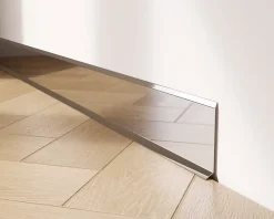 Ilcom Plinthe décorative pour mur F Argent poli - 80mm x 2700mm x 0,65 ep.- Plinthe Pour Parquet Et Stratifié