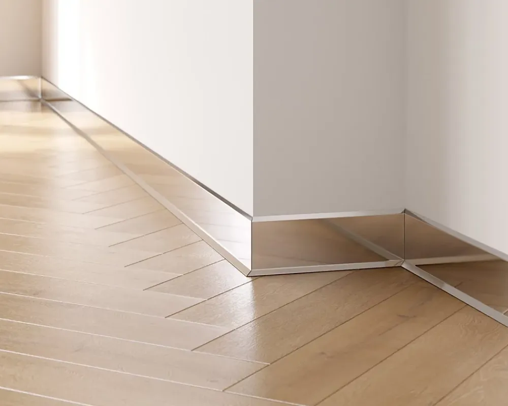 Ilcom Plinthe décorative pour mur F Argent poli - 80mm x 2700mm x 0,65 ep.- Plinthe Pour Parquet Et Stratifié