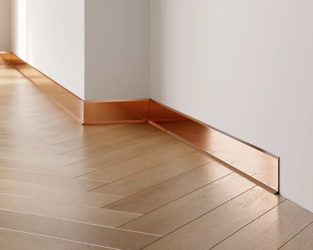 Ilcom Plinthe décorative pour mur F Cuivre poli - 60mm x 2700mm x 0,65 ep.- Plinthe Pour Parquet Et Stratifié