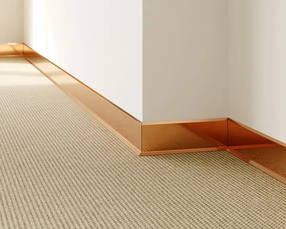 Ilcom Plinthe décorative pour mur F Cuivre poli - 60mm x 2700mm x 0,65 ep.- Plinthe Pour Parquet Et Stratifié