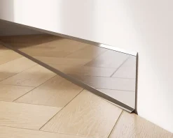 Ilcom Plinthe décorative pour mur F Argent poli - 100mm x 2700mm x 0,65 ep.- Plinthe Pour Parquet Et Stratifié