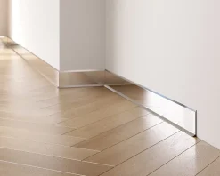 Ilcom Plinthe décorative pour mur F Argent poli - 100mm x 2700mm x 0,65 ep.- Plinthe Pour Parquet Et Stratifié