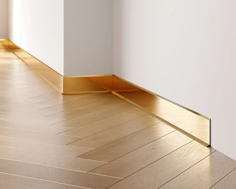 Ilcom Plinthe décorative pour mur F Or poli - 80mm x 2700mm x 0,65 ep.- Plinthe Pour Parquet Et Stratifié