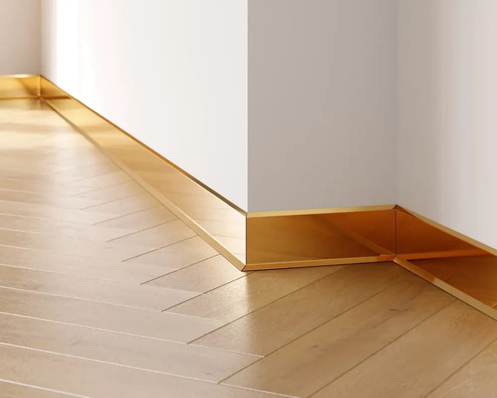 Ilcom Plinthe décorative pour mur F Or poli - 100mm x 2700mm x 0,65 ep.- Plinthe Pour Parquet Et Stratifié