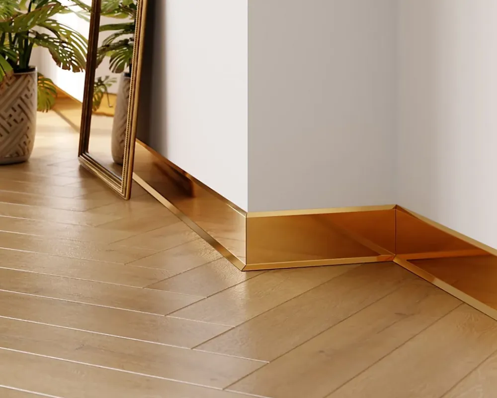 Ilcom Plinthe décorative pour mur F Or poli - 100mm x 2700mm x 0,65 ep.- Plinthe Pour Parquet Et Stratifié