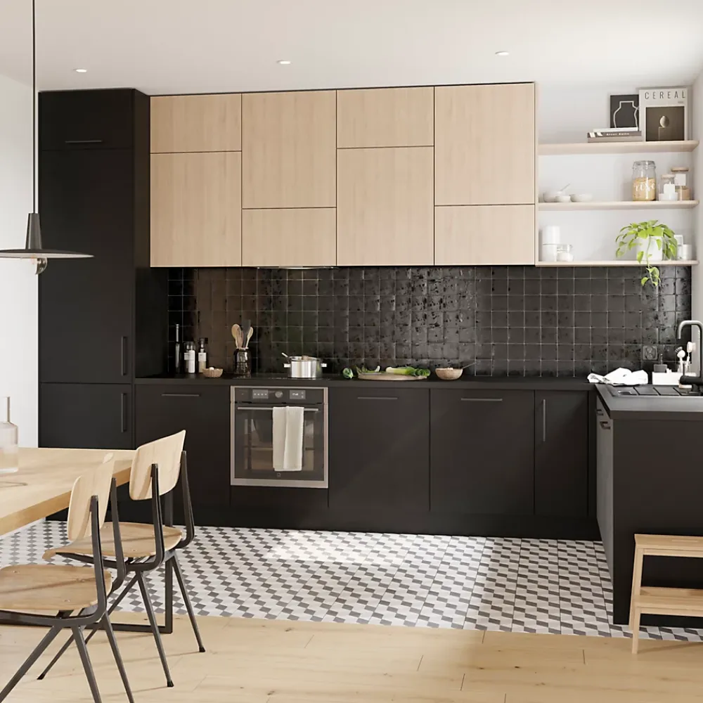 GoodHome Plinthe De Cuisine<Plinthe de cuisine Stevia noir H. 15 x l. 240 x Ep. 1,6 cm