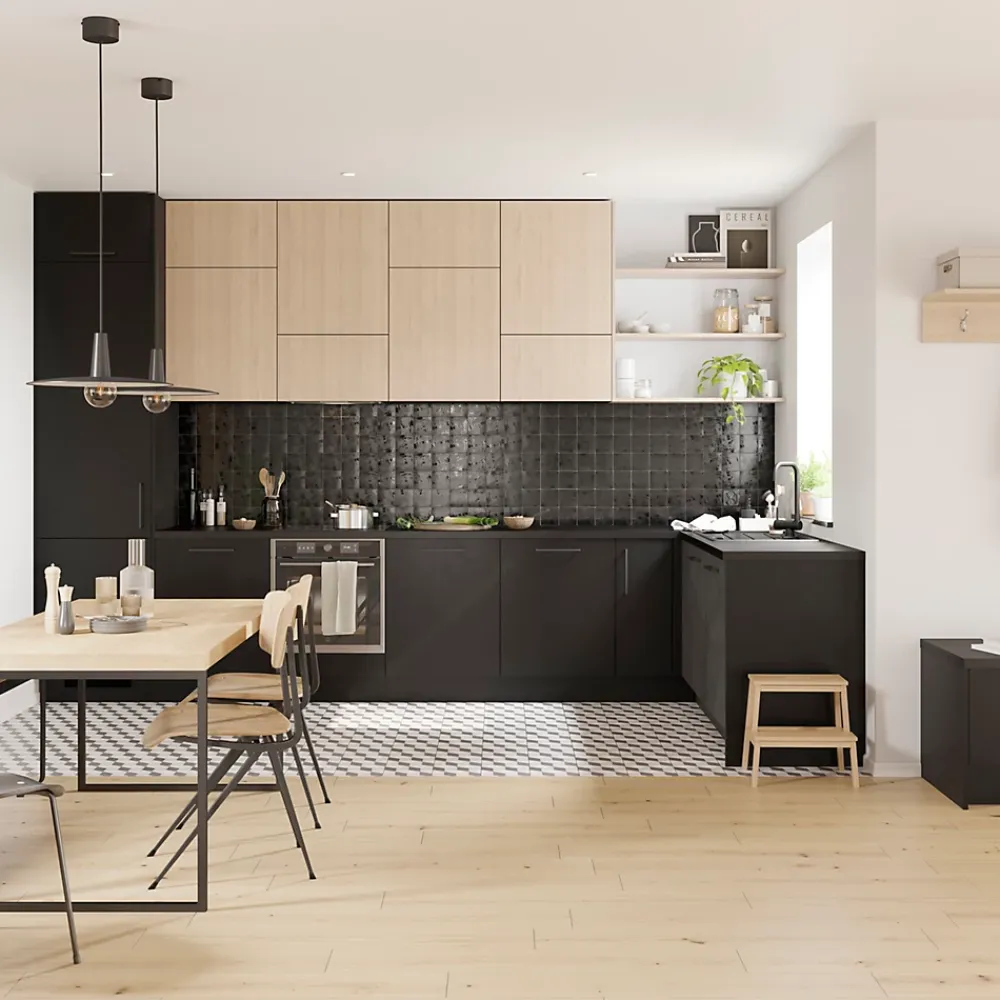 GoodHome Plinthe De Cuisine<Plinthe de cuisine Stevia noir H. 15 x l. 240 x Ep. 1,6 cm