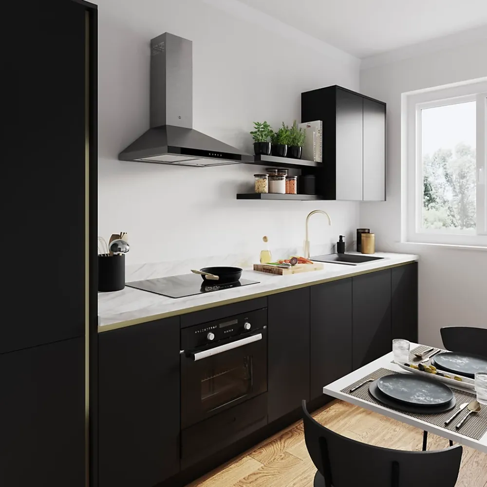 GoodHome Plinthe De Cuisine<Plinthe de cuisine Stevia noir H. 15 x l. 240 x Ep. 1,6 cm