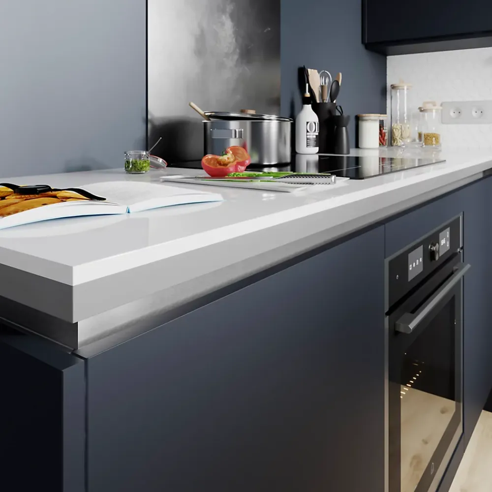 GoodHome Plinthe de cuisine Garcinia et Stevia bleu mat H. 15 cm x l. 2.4 m x Ep. 16 mm- Plinthe De Cuisine