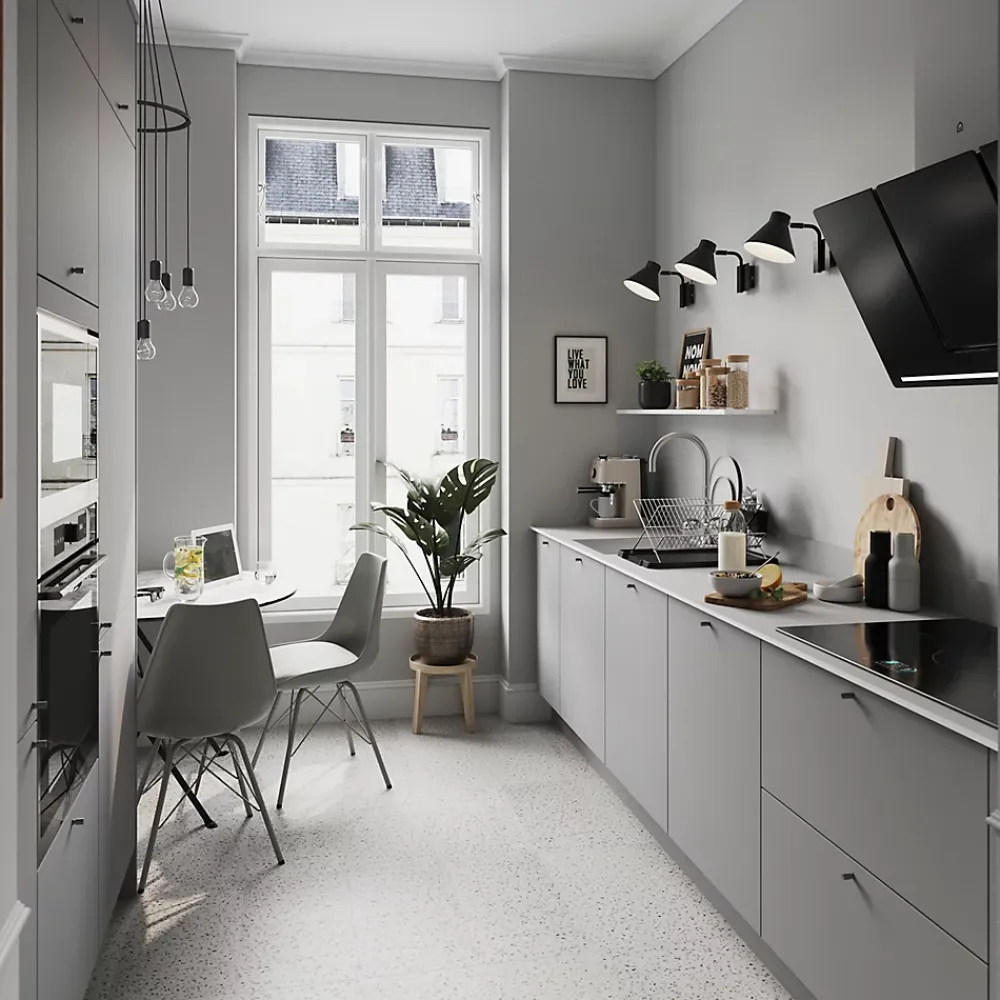 GoodHome Plinthe de cuisine Stevia gris mat H. 15 x l. 240 x Ep. 1,6 cm- Plinthe De Cuisine