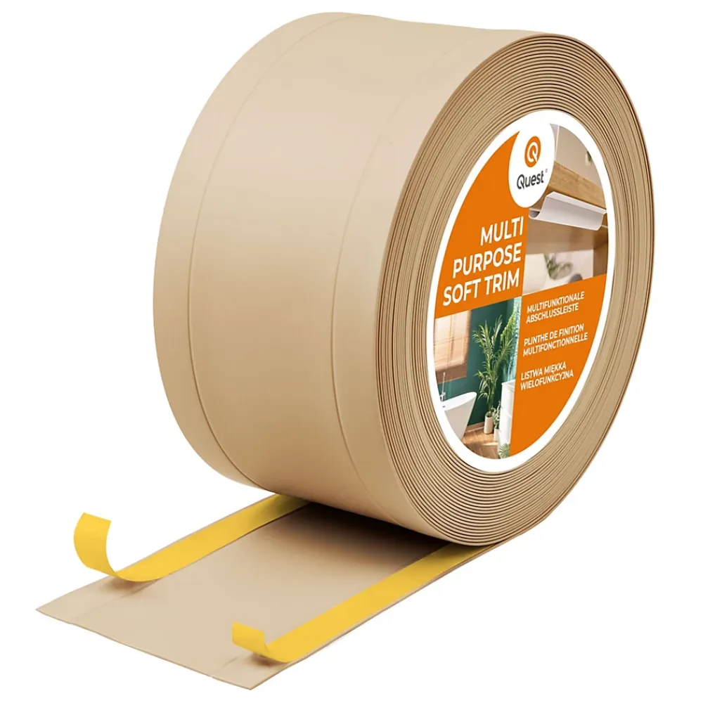 Quest Plinthe Pour Sol En Vinyle Et Pvc<Plinthe de finition W1 en PVC 6,en,1 75 mm, baguette autocollante, masquante, plinthe souple pour sol et mur, sablonneux, 15 m