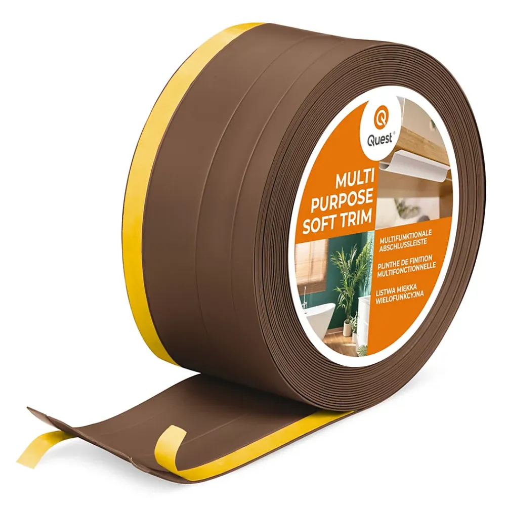 Quest Plinthe de finition W2 en PVC 4,en,1 120 mm, baguette autocollante, masquante, plinthe souple pour sol et mur, bronze, 25 m- Plinthe Pour Sol En Vinyle Et Pvc