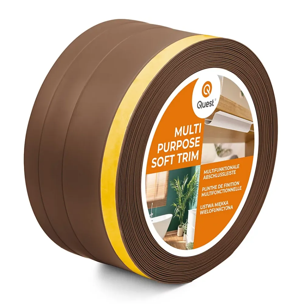 Quest Plinthe de finition W2 en PVC 4,en,1 120 mm, baguette autocollante, masquante, plinthe souple pour sol et mur, bronze, 25 m- Plinthe Pour Sol En Vinyle Et Pvc