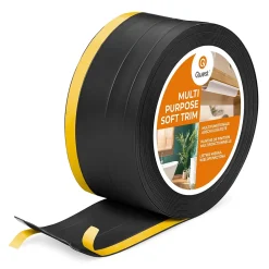 Quest Plinthe de finition W2 en PVC 4,en,1 120 mm, baguette autocollante, masquante, plinthe souple pour sol et mur, noir, 10 m- Plinthe Pour Sol En Vinyle Et Pvc
