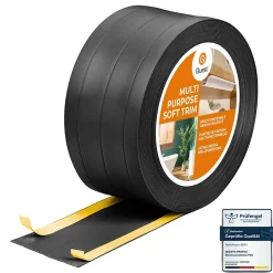Quest Plinthe de finition W3 en PVC 4,en,1 120 mm, baguette autocollante, masquante, plinthe souple pour sol et mur, noir, 15 m- Plinthe Pour Sol En Vinyle Et Pvc