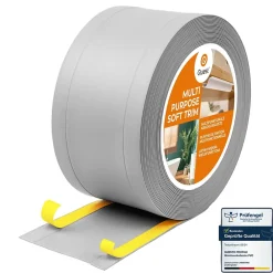 Quest Plinthe Pour Sol En Vinyle Et Pvc<Plinthe de finition W1 en PVC 6,en,1 120 mm, baguette autocollante, masquante, plinthe souple pour sol et mur, gris, 15 m